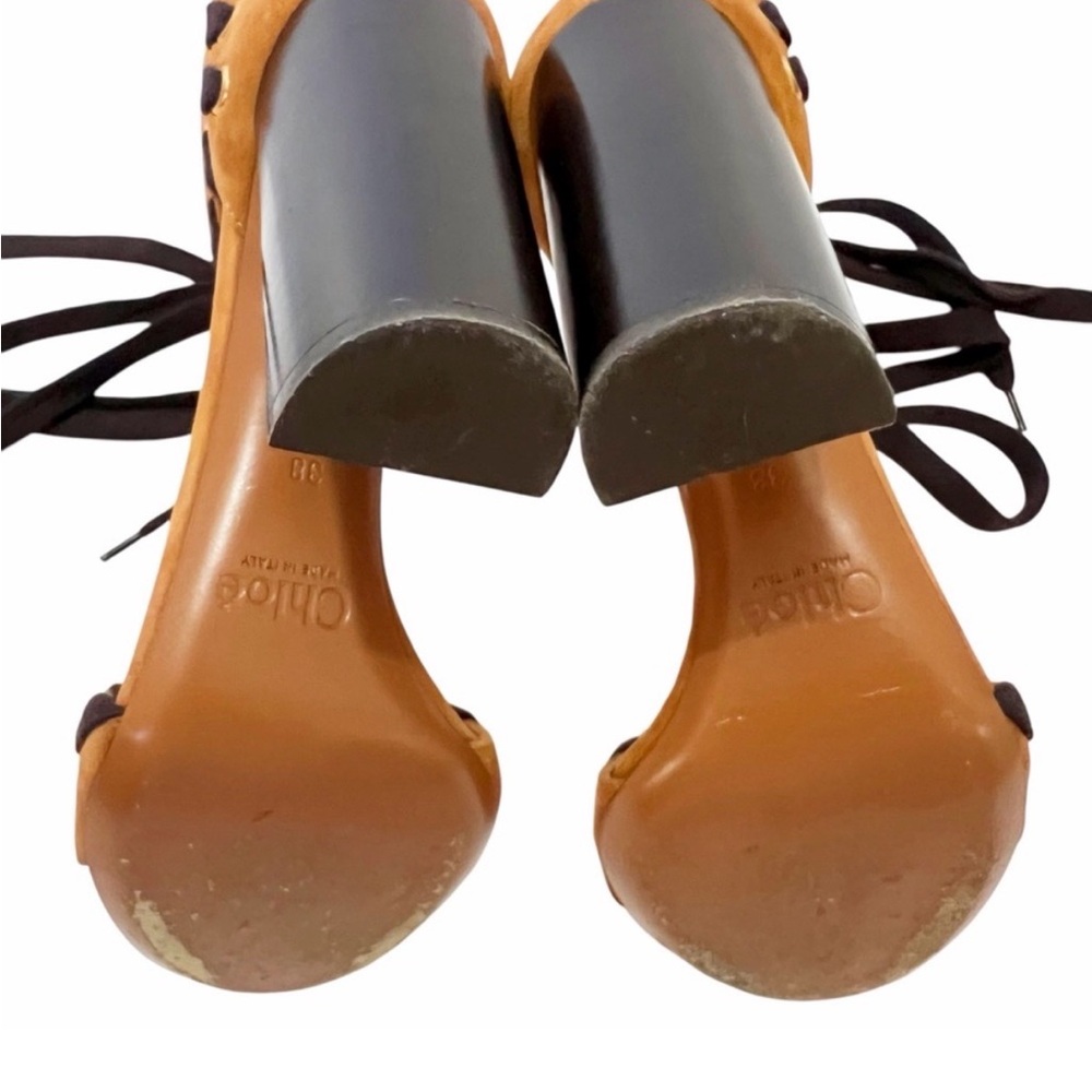 Chloe Miles Whipstitch Strap Lace-Up Suede Sandals Pumps Shoes Size 38 / 8 - Picture 8 of 8